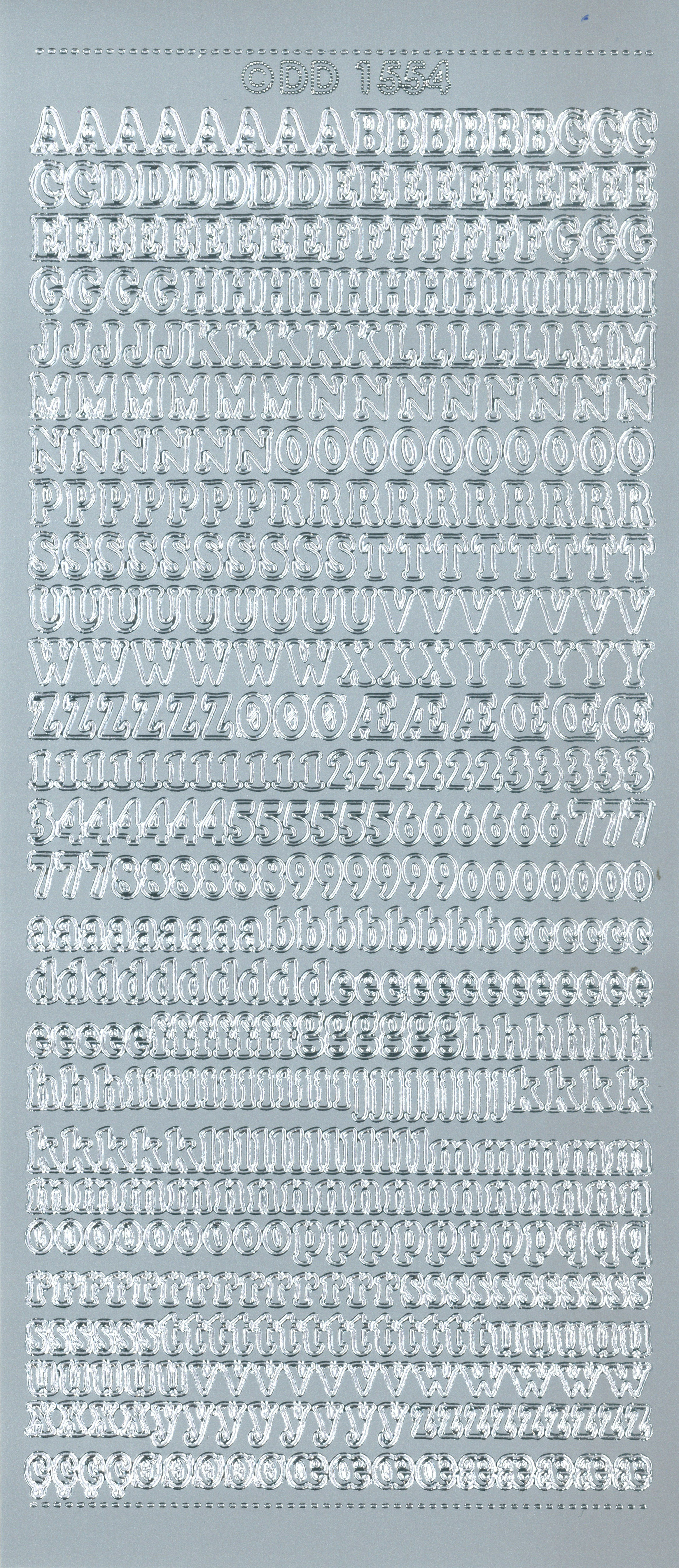 Shiny Outline Stickers Buchstaben und Zahlen 1 Bogen 23x10cm