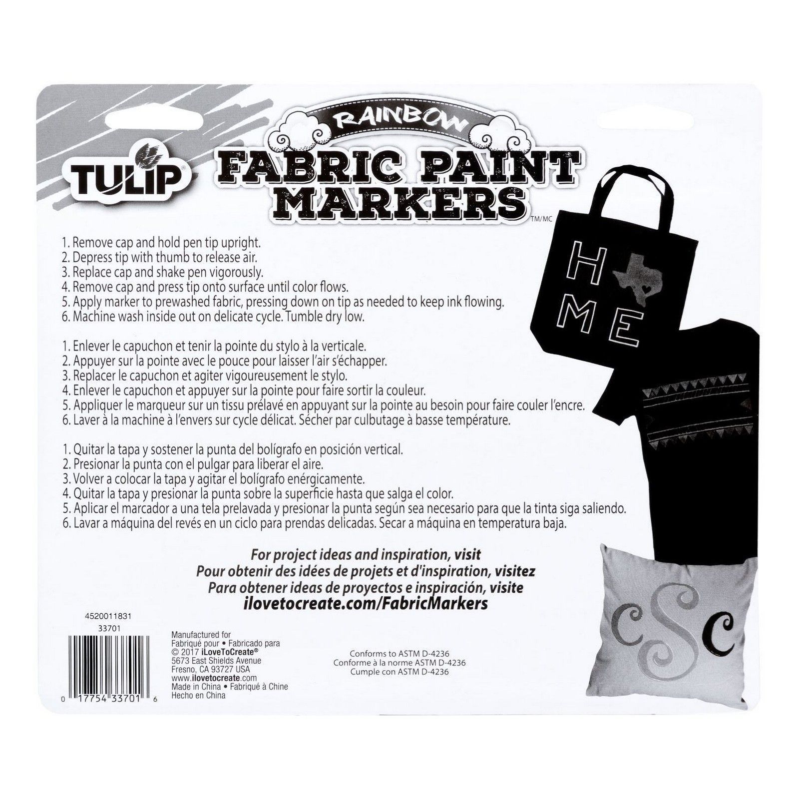 Tulip Stoffmalstifte Fabric Paint Markers-Set  15 Stück permanent