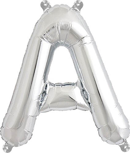 Foil Balloons Folienballone Alphabet ABC Buchstaben Zahlen silber 14"