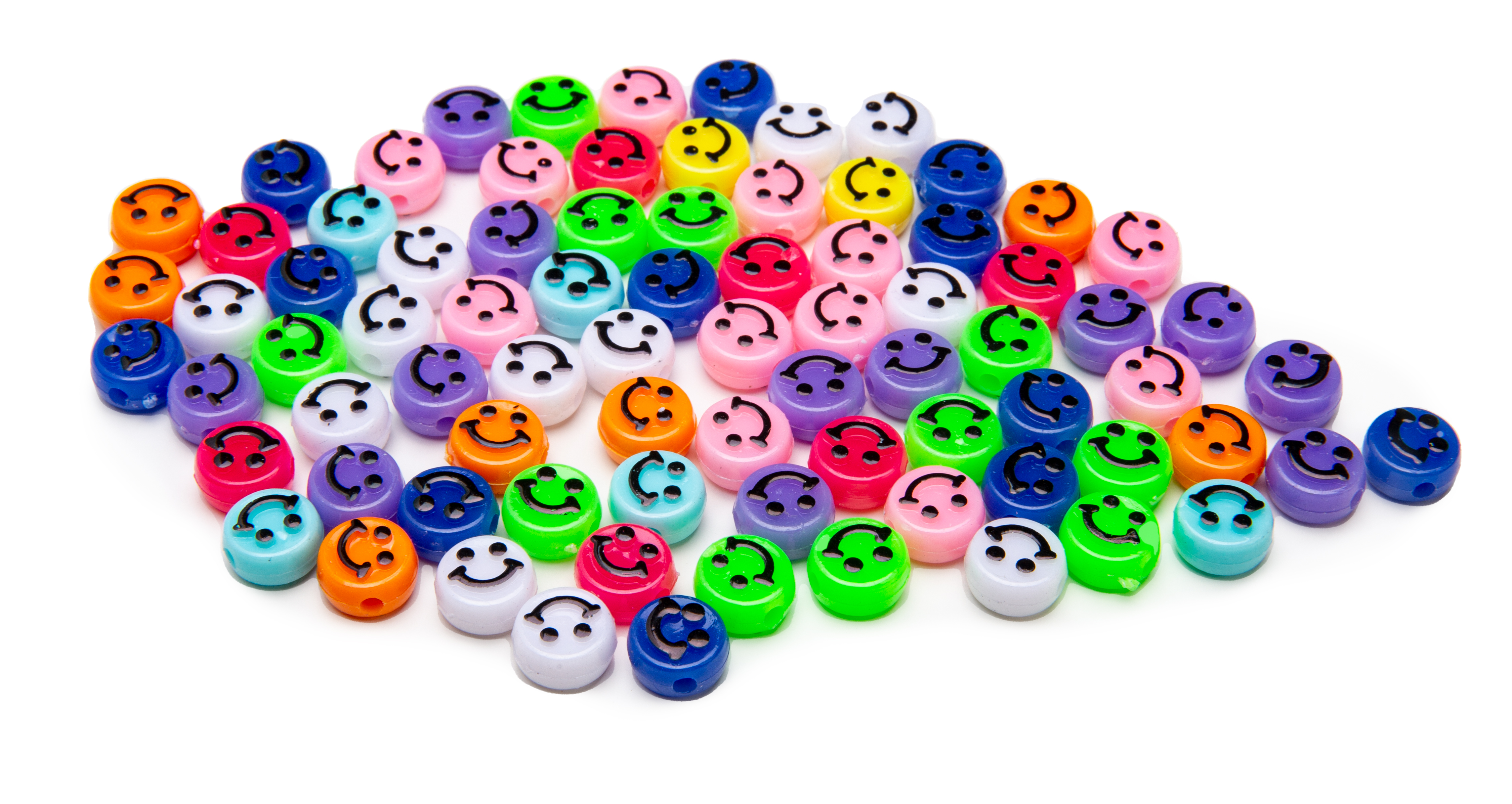 Perlenbox Acryl-Smiley bunt Mix 10mm 100Stück 