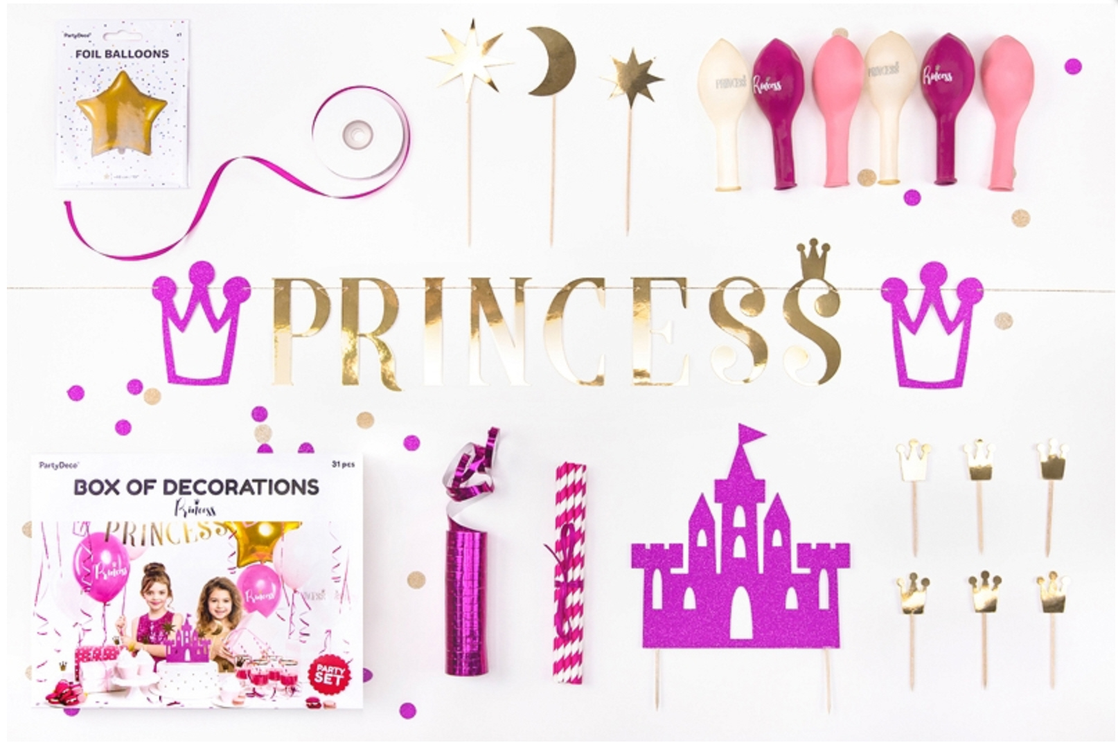 Partydekorations-Set Prinzessinnen-Feier Mädchen 33 Teile