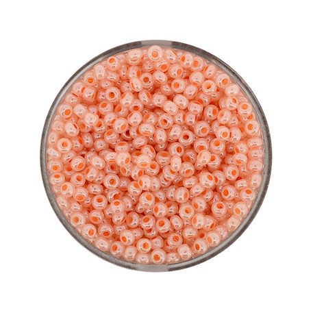 Rocailles Lachs Perlmutt 2,5mm, 17g/Dose, Glasperlen wachs orange