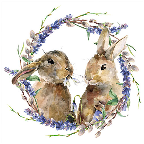 Ambiente Servietten Rabbit Wreath Häschen  33x33cm 20 Stück/Packung