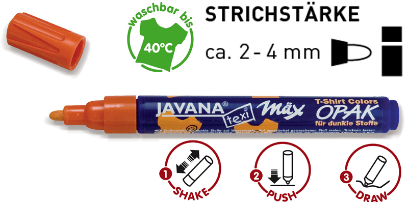 Stoffmalstift Javana opak für helle und dunkle Stoffe, 2-4 mm, per Stück Textilfarbe 