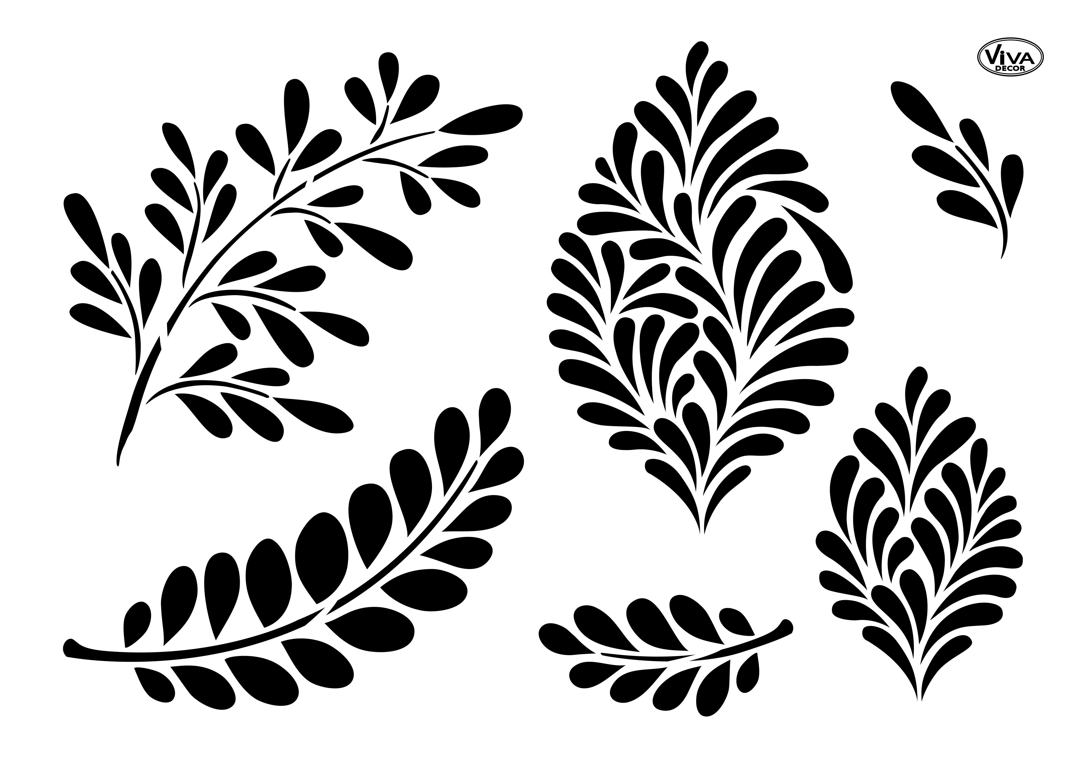 Moderne Blätter Universal-Schablone A4  Modern Leaves Stencil 