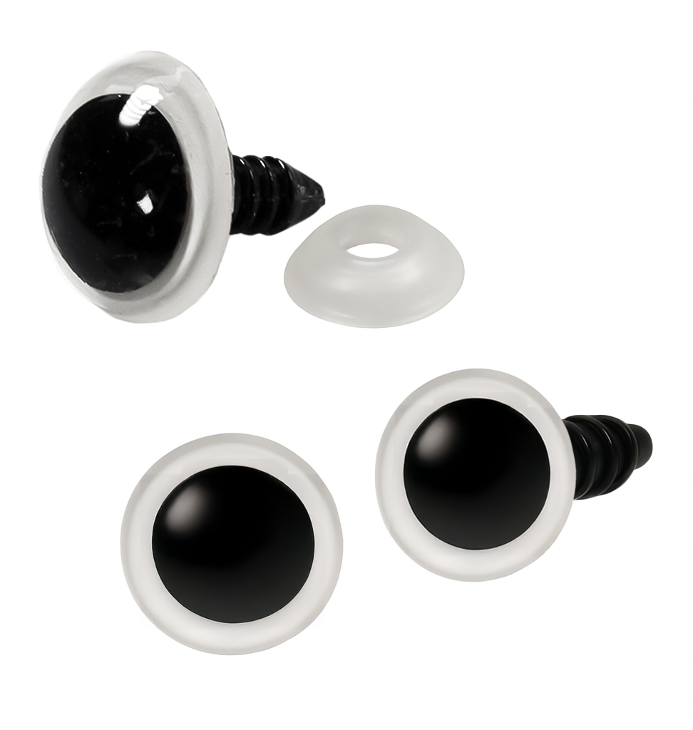 Sicherheitsaugen rund schwarz weiß 16mm 6 Stück 