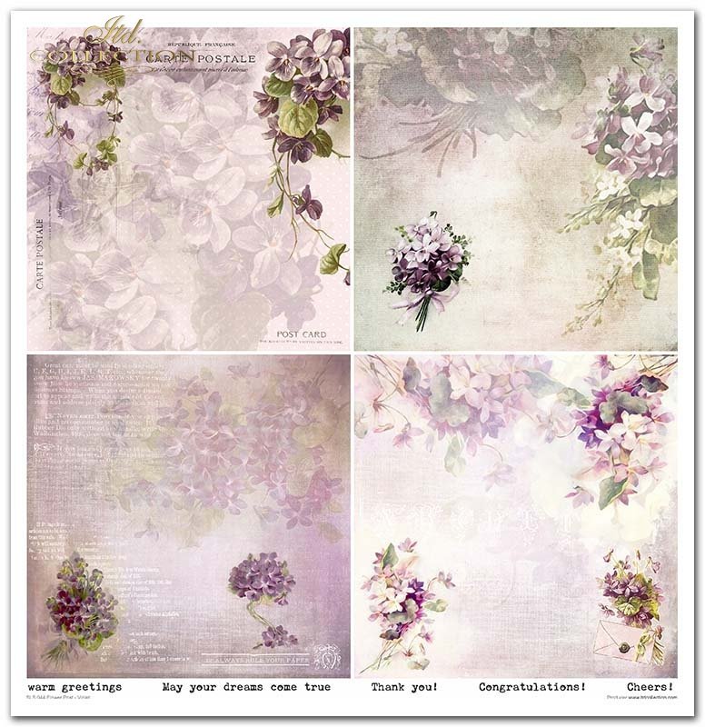 Scrapbooking Papier Set Flower Post Violet 10 Bögen 31x32cm 200g/m²