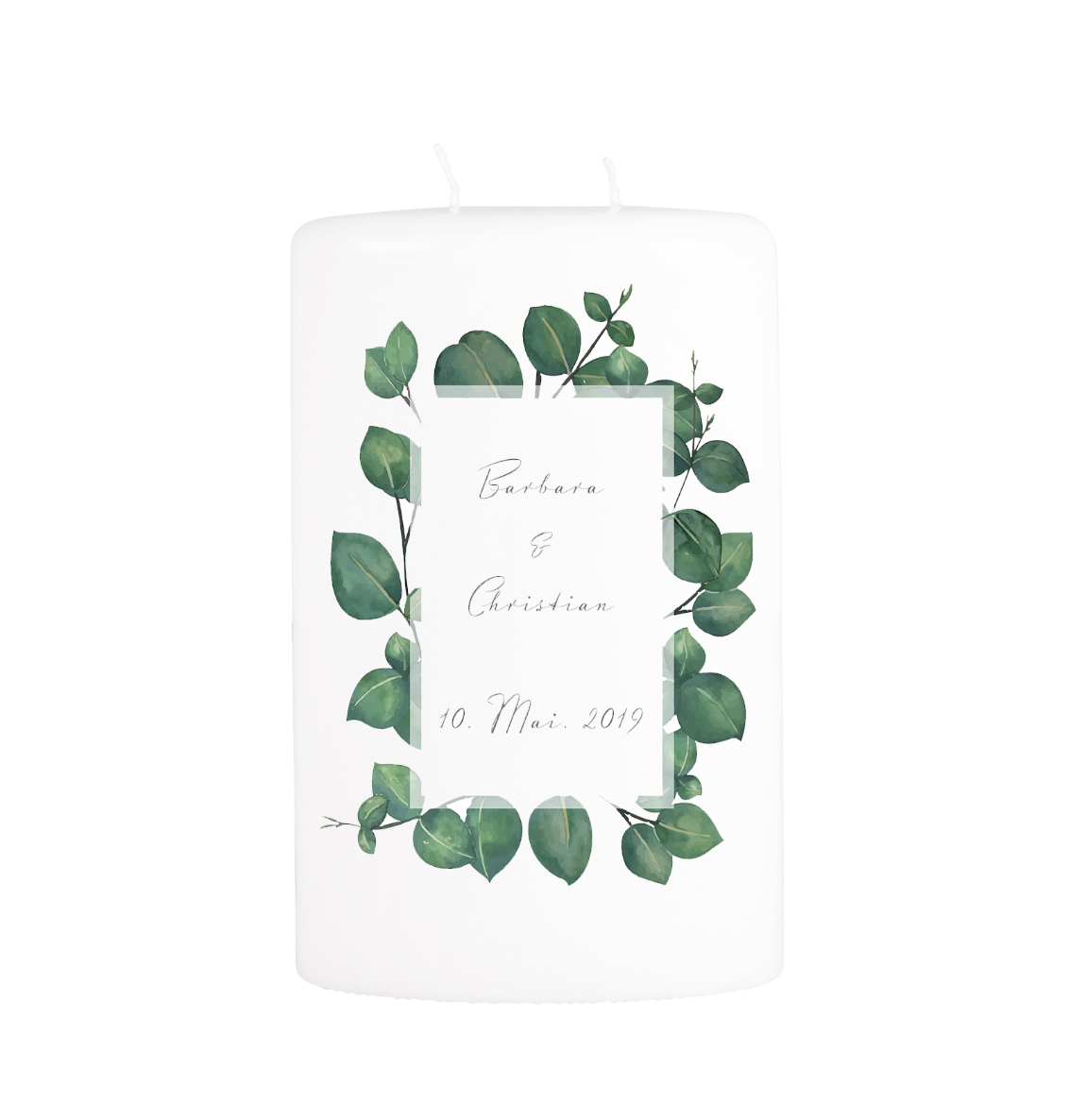 Hochzeitskerze Greenery Blätter-Rahmen