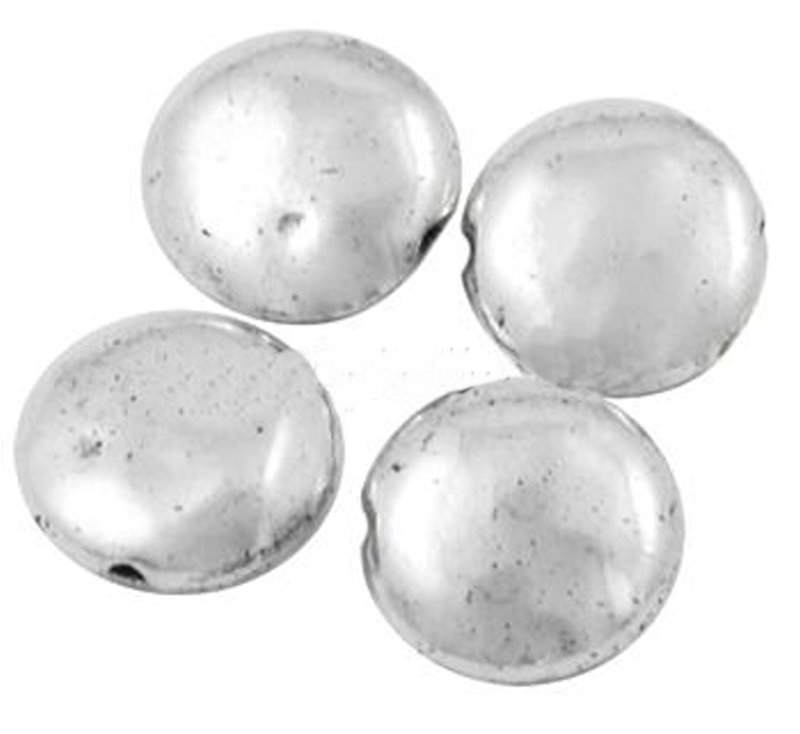 Tibet Silber Perlen, Linse 9 mm, nickelfrei, 30 Stück/Dose
