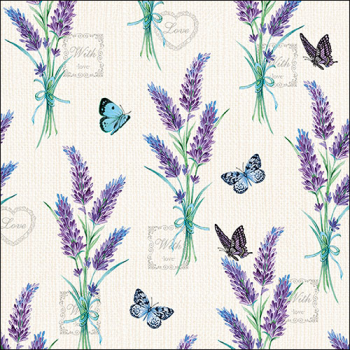 Servietten Lavender with Love Cream 33x33cm 20 Stück 3-lagig 100% FSC