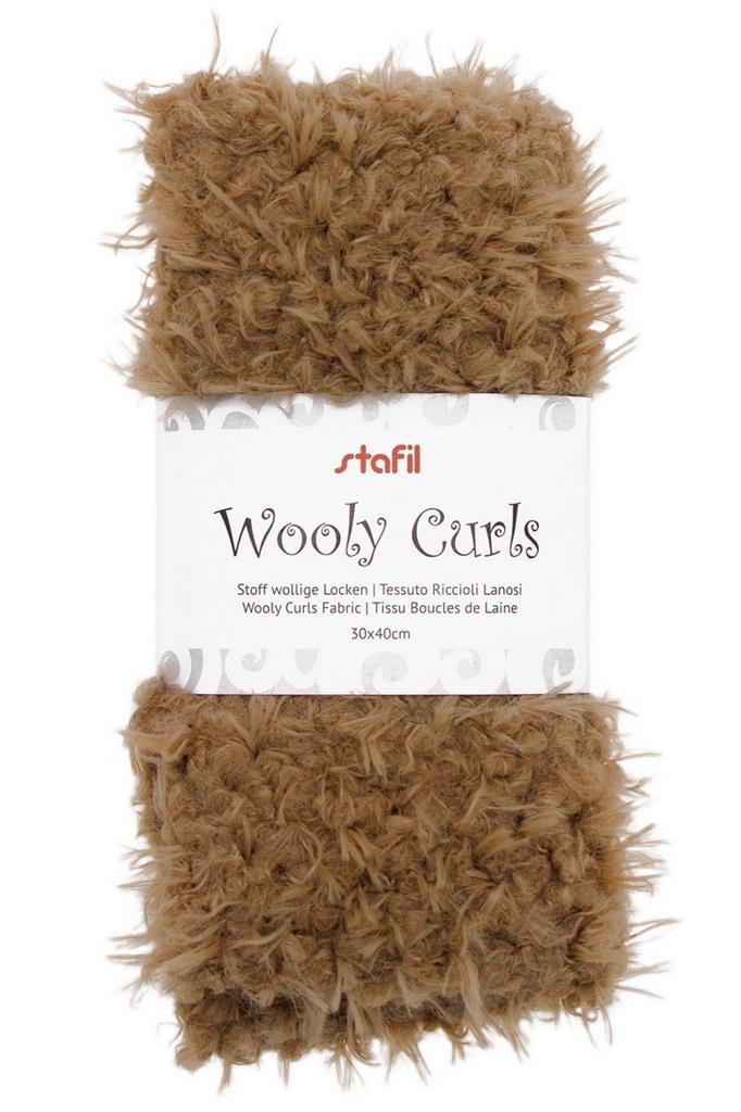 Wooly Curls Stoff wollige Locken braun 30 x 40 cm