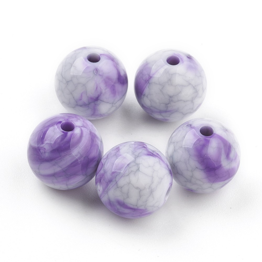 Acryl-Crackle-Perlen violett 12mm Loch 2mm 16 Stück 