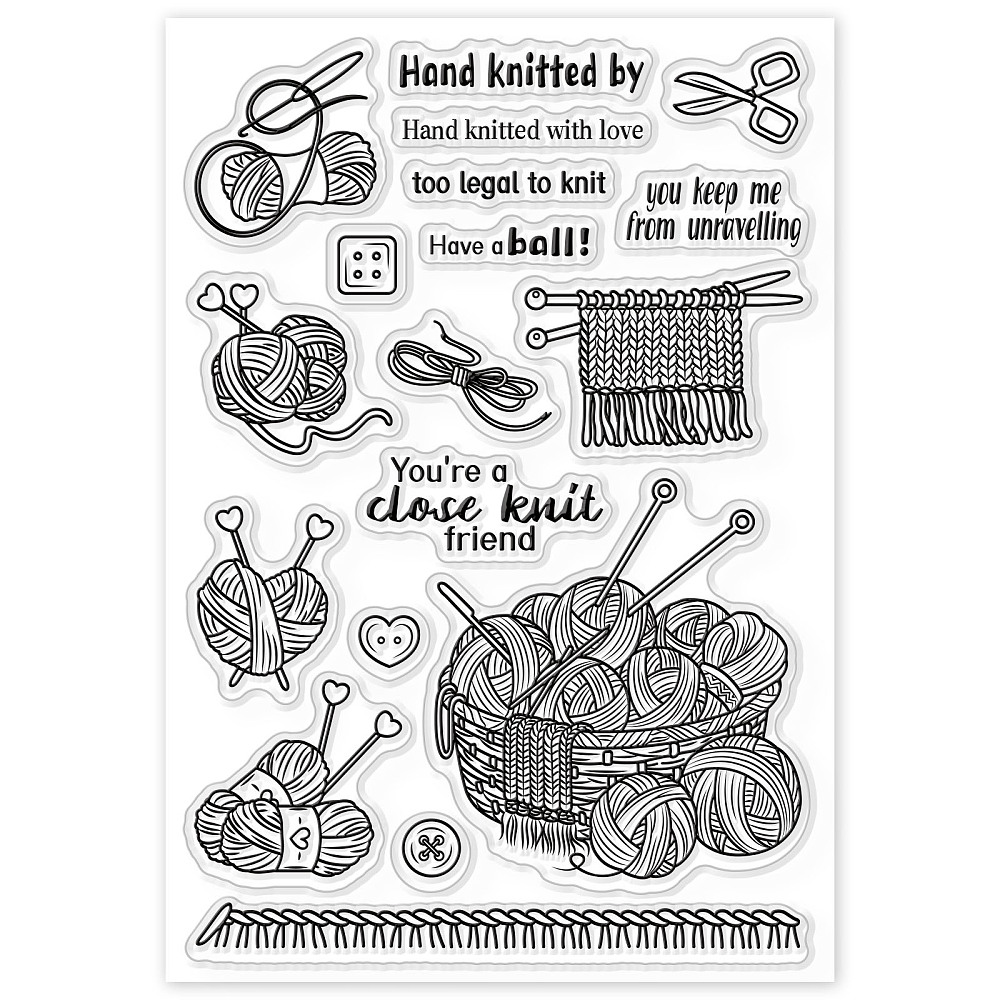 Silikonstempel Clear Stamp Wolle Handarbeiten 160x110x3mm