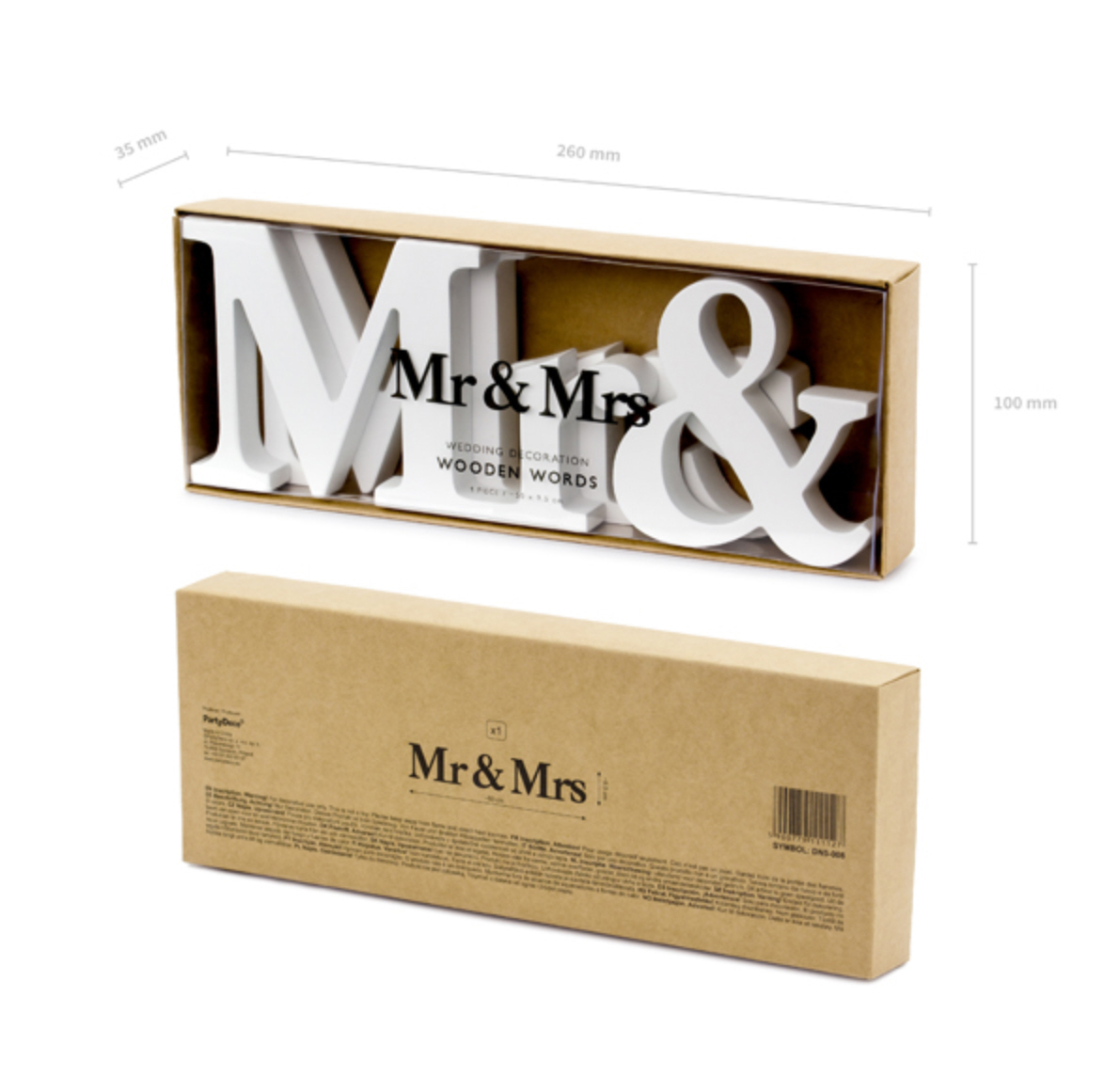 Holzbuchstaben Mr & Mrs Wooden Words ca. 50x9,5cm