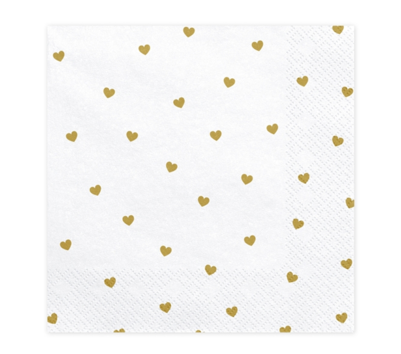 Serviette weiß gold Herzen 33x33cm 20 Stk. 