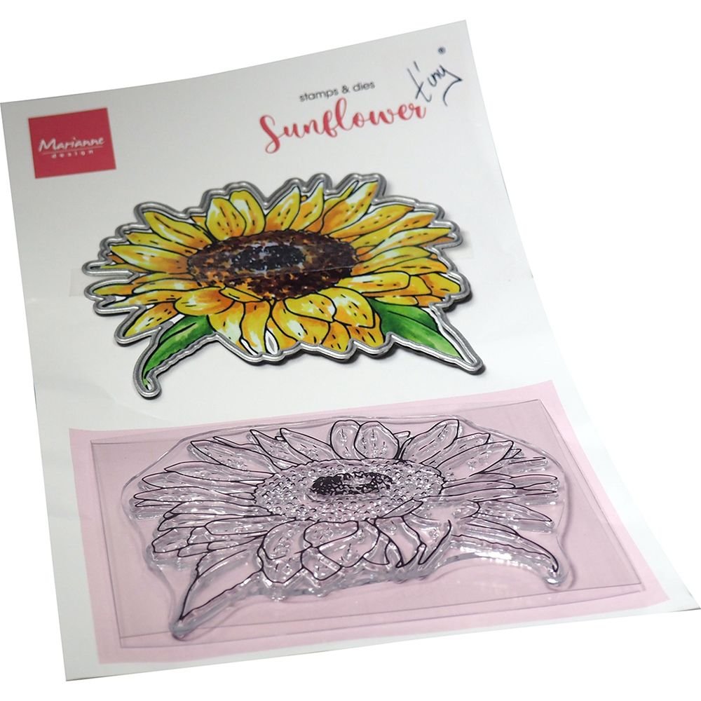 Marianne Design Tiny's Flowers - Poinsettia Sonnenblume Stanzschablone und Silikonstempel 20,5 x 12 cm