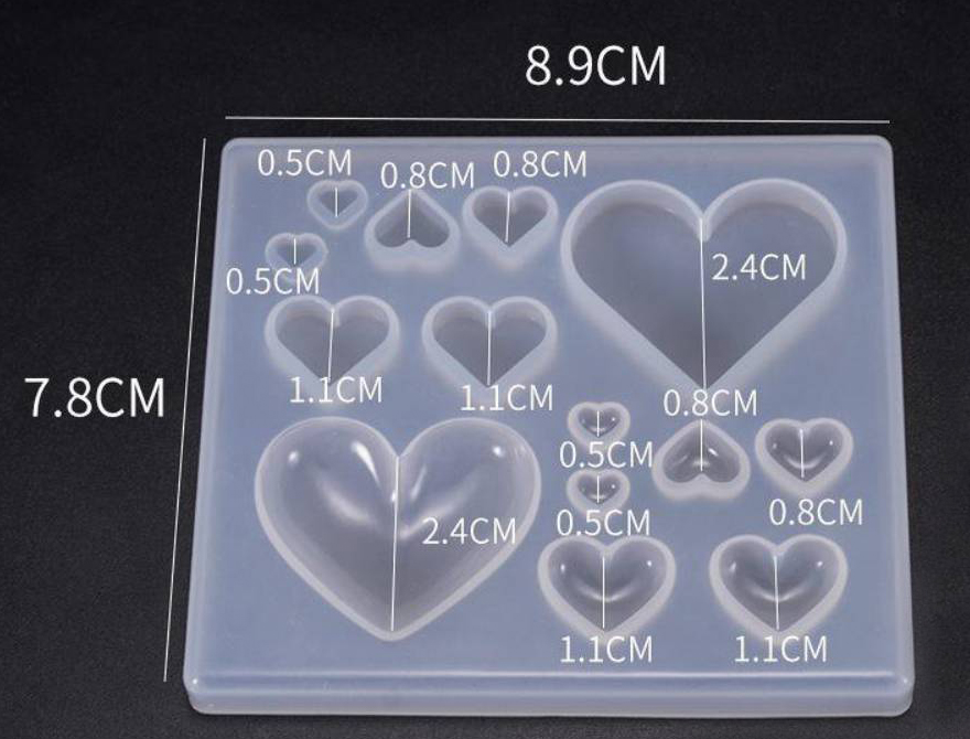 Silikon-Gießform Herzen verschiedene Größen 89x78x8 mm