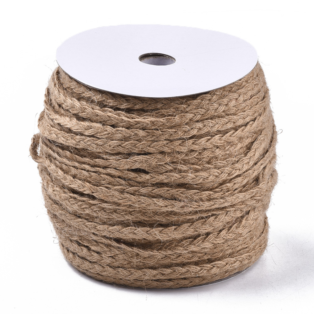 Hanfschnur geflochten 6-8mm breit, Juteschnur Burlap , per Laufmeter