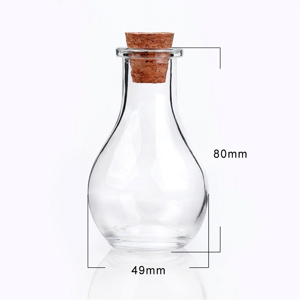 Mini Glasflasche bauchig mit Korken, 88x49mm