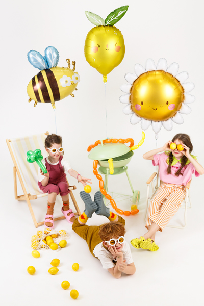 Folienballon Sonne mit Gesicht gelb weiß 90cm Folienballon Sonne mit Gesicht gelb weiß 90cm