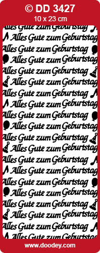 Shiny Outline Stickers Alles Gute zum Geburtstag Konturensticker 10x23cm Bogen