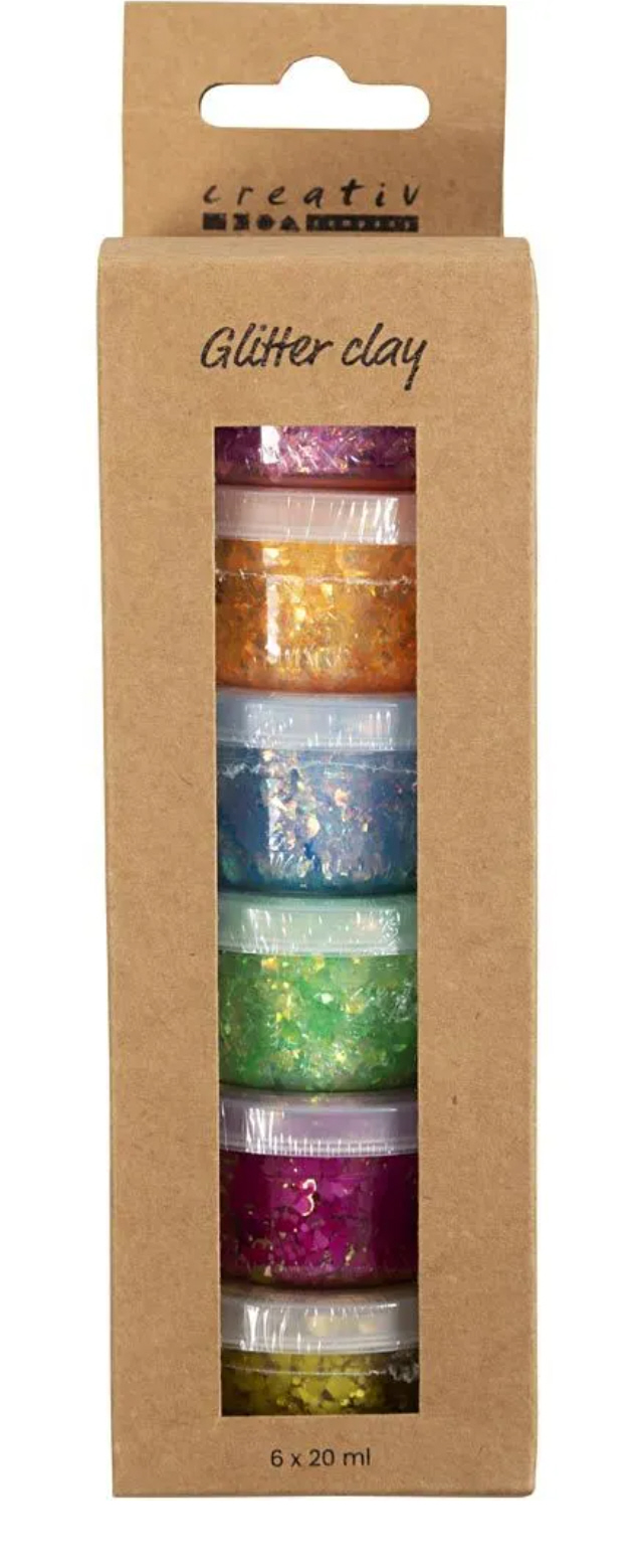 Glitter Clay 6 Dose 20 ml Sortierte Farben