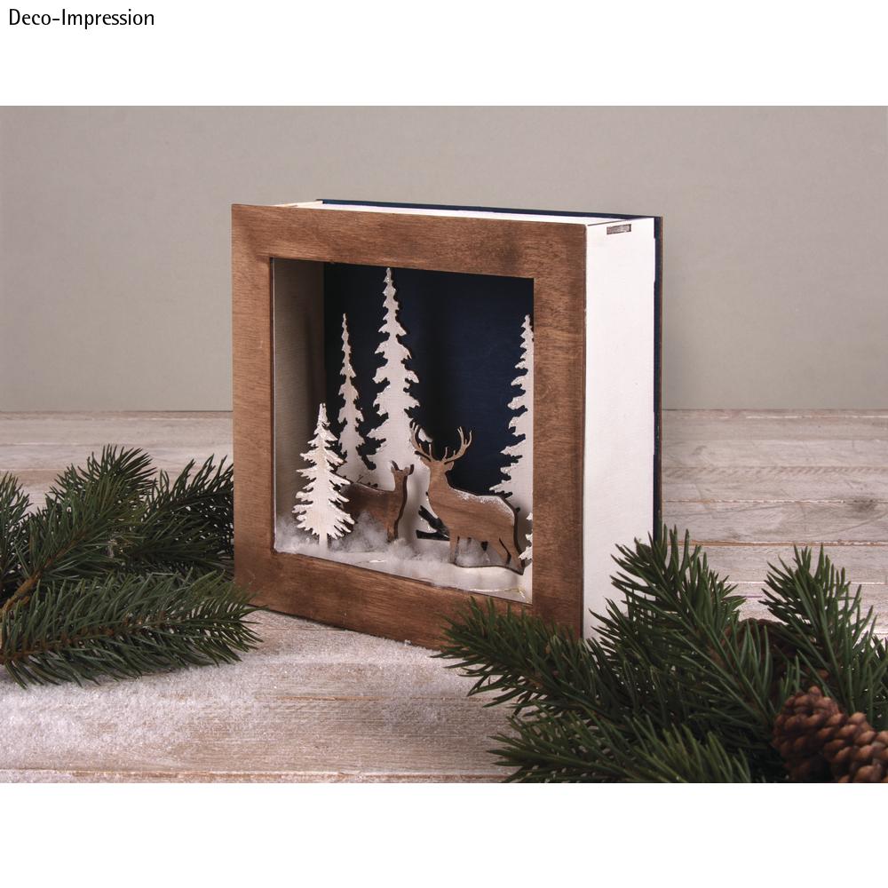 Holzbausatz 3D-Motivrahmen Winterland 14teilig 20x20x6,6cm