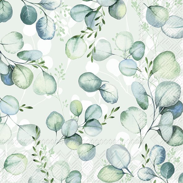 Servietten EUCALYPTUS ALLOVER hellgrün 33x33cm 3-lagig 20 Stück / Packung
