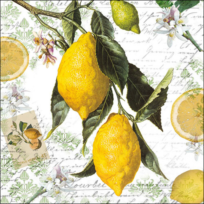 Ambiente Servietten Zitronen mediterran 33x33cm 20 Stück FSC Mix