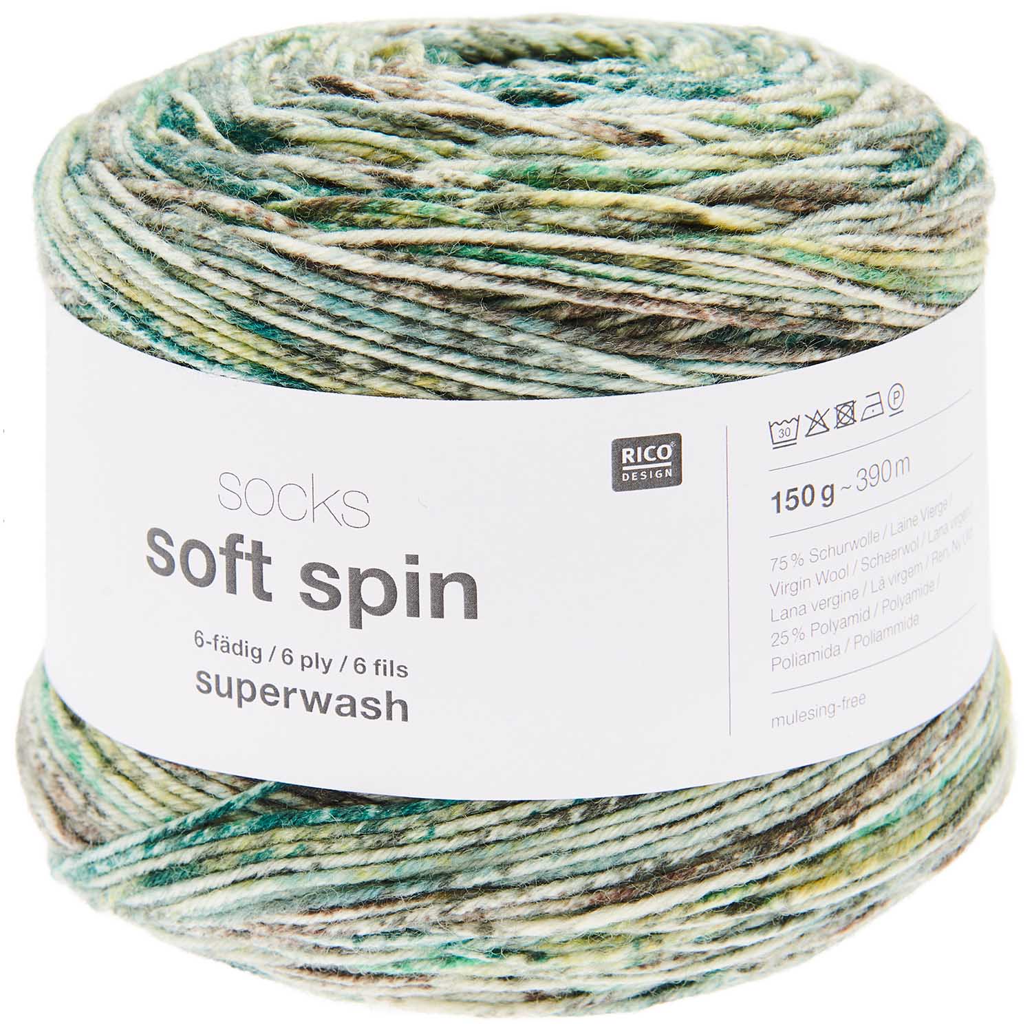Socks Soft Spin 6-fädig Sockenwolle  75% WV 25% PA 150g / 390m