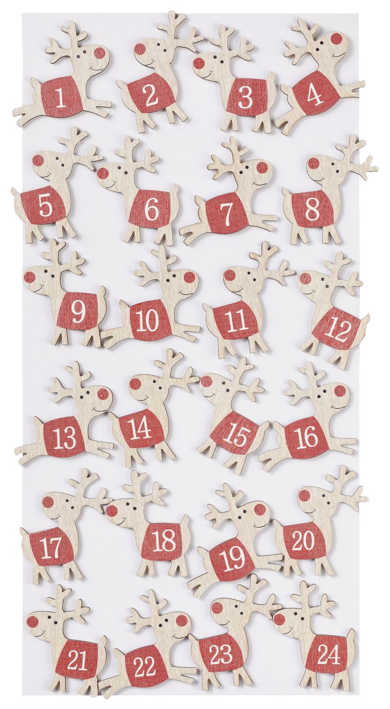 Adventskalender Zahlensatz Rentier rot, Adventzahlen Adventkalender Zahlen