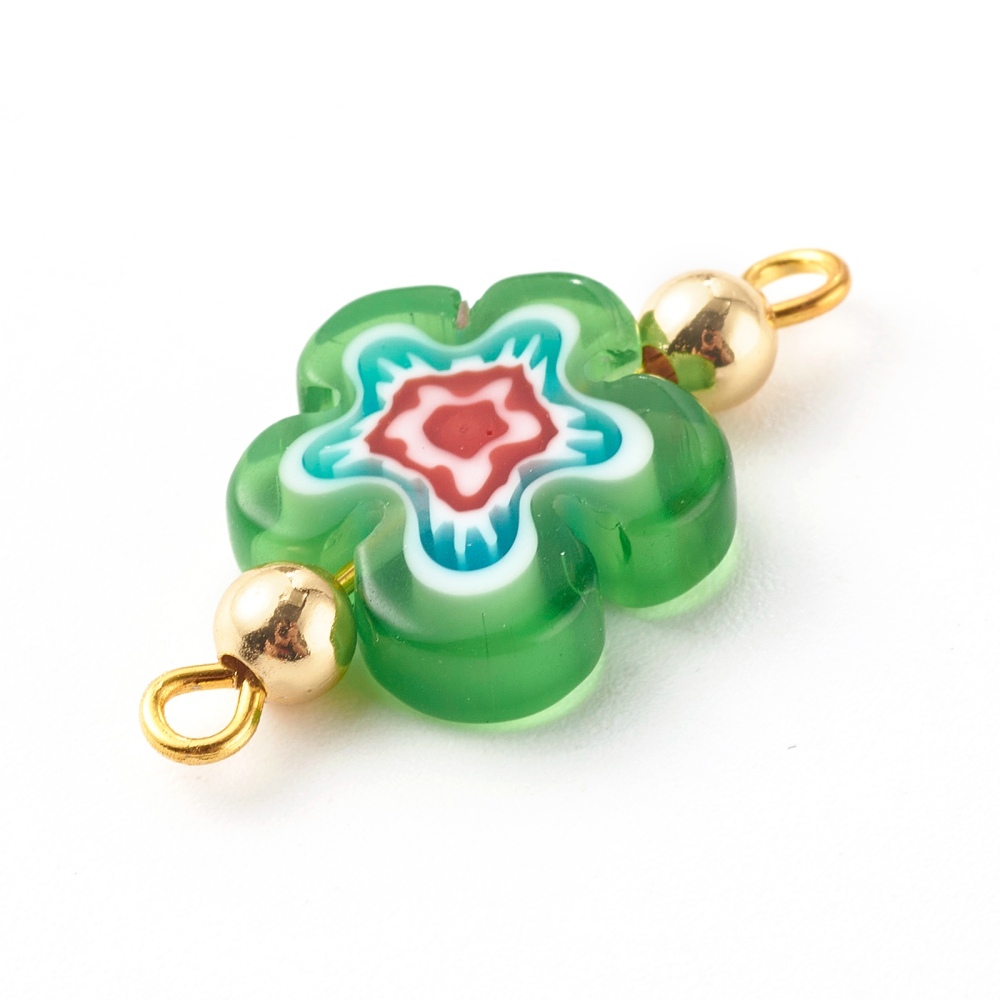 Millefiori Glasblume Zwischenteil 25x12x4mm, per Stück Farbe zufällig