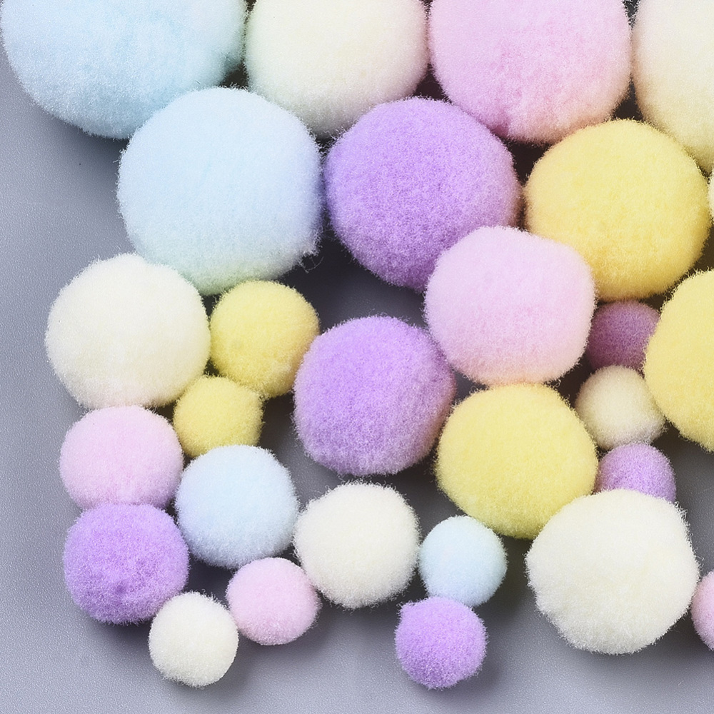Pompons Mix pastell 7-30mm, Polyester, 12g