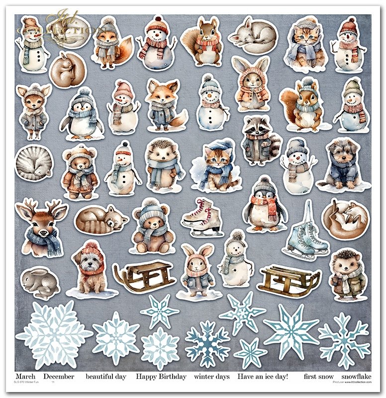 Scrapbookingpapier Set Winter Fun 310x320 mm 11 Blatt