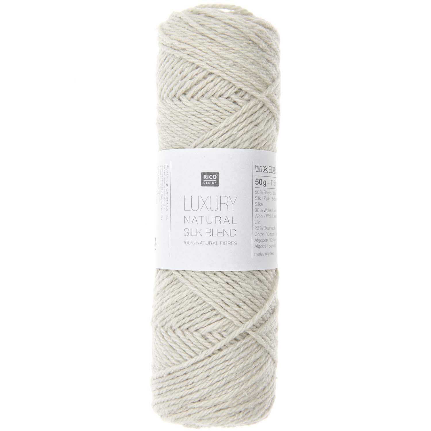 Luxury Natural Silk Blend NATUR Wolle 50% Seide 30% Wolle 20% Baumwolle 50g / 115m Luxury Natural Silk Blend NATUR Wolle 50% Seide 30% Wolle 20% Baumwolle 50g / 115m