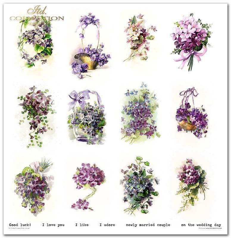 Scrapbooking Papier Set Flower Post Violet 10 Bögen 31x32cm 200g/m²