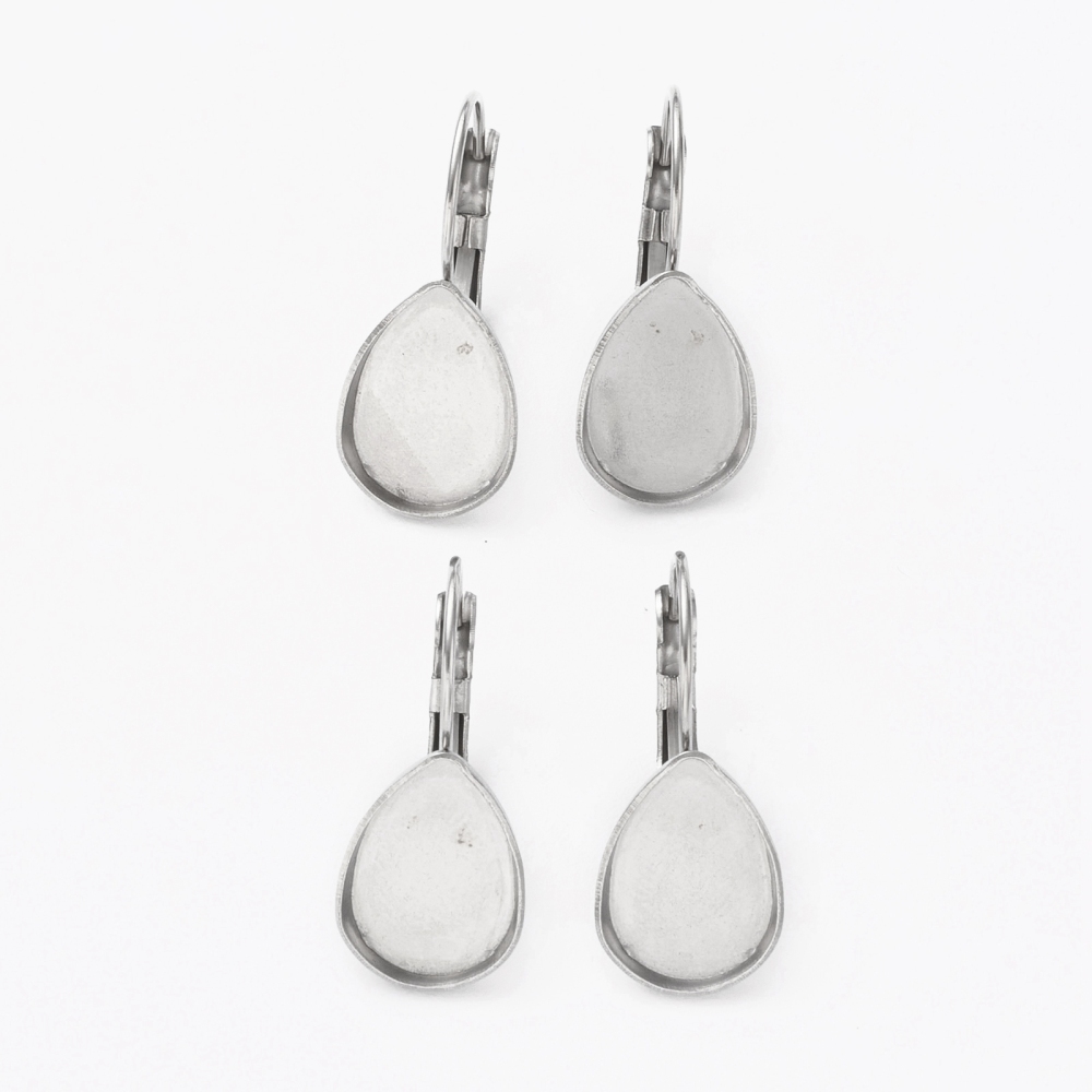 Ohrhänger Tropfen Modellierwanne Edelstahl 14,5x10mm 4 Stück/ 2 Paar Ohrhänger Tropfen Modellierwanne Edelstahl 14,5x10mm 4 Stück/ 2 Paar