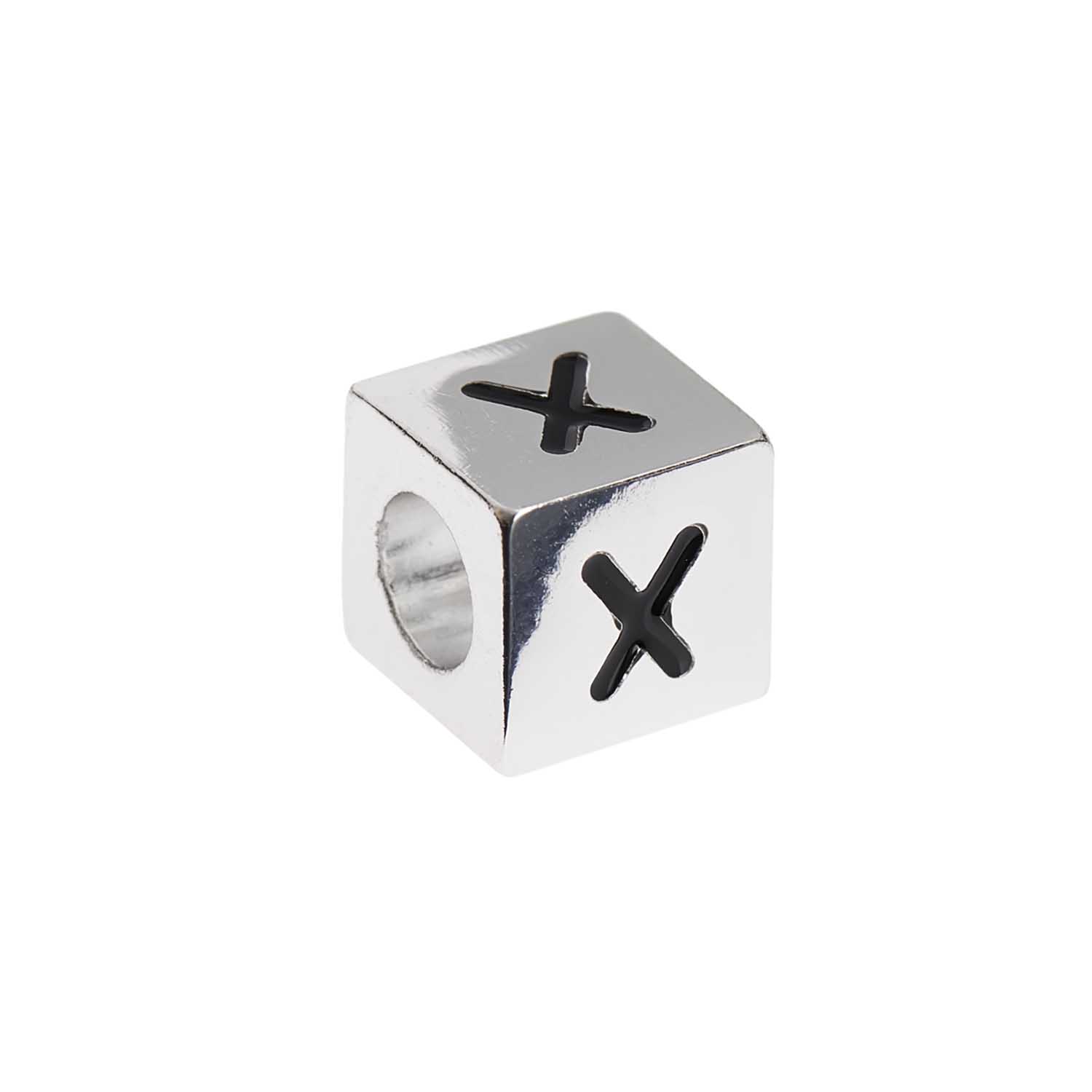 Buchstabenperle-Würfel silber 10x10mm