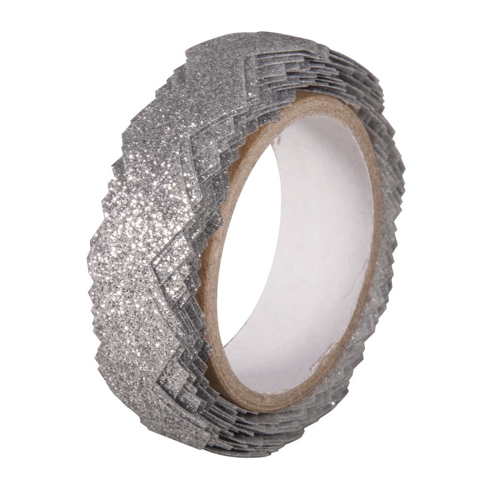 Glitter Tape, silber, gezackt, 15mmx5m