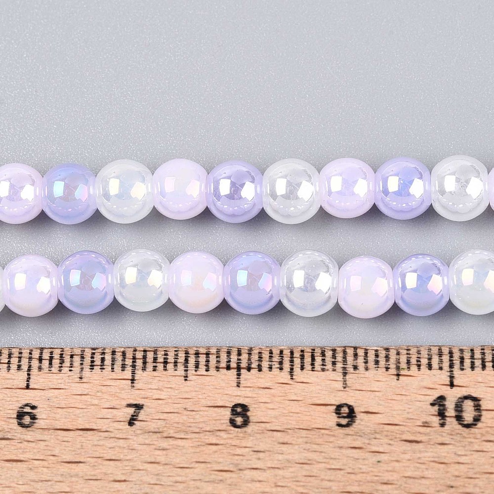 Glasperlen AB Meerjungfrau-Mix lilac rund 6mm 60 Stück / Dose 