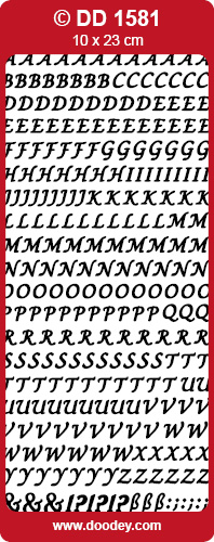 Shiny Outline Stickers Buchstaben Alphabet elegant silber Konturensticker 10x23cm Bogen