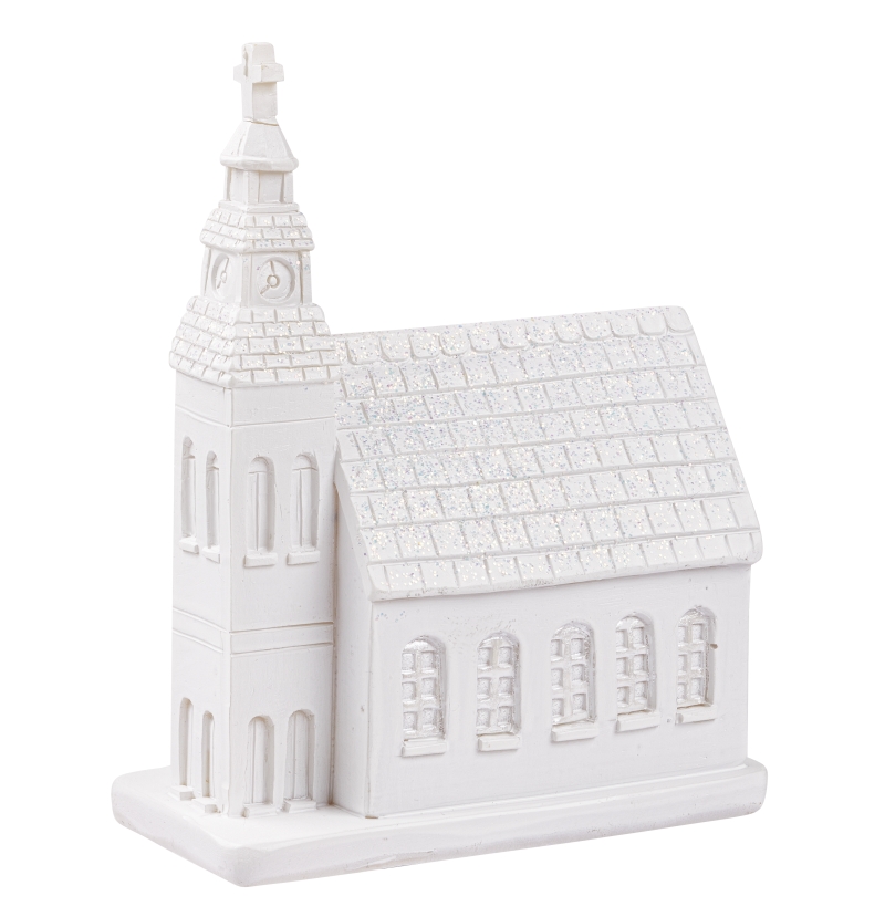 Deko Kirche 6x8x2,5cm, weiß, Polyresin