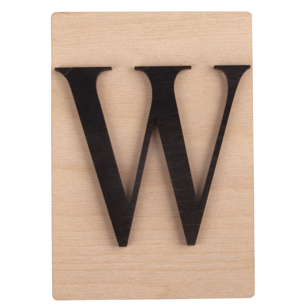 Holzbuchstaben schwarz auf Holzfliese, 10,5x14,8cm, per Stück
