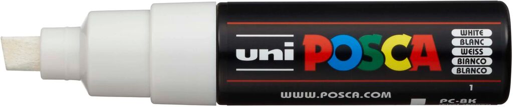 UNI POSCA Marker PC-8K WEISS breite Keilspitze 8 mm UNI POSCA Marker PC-8K WEISS breite Keilspitze 8 mm