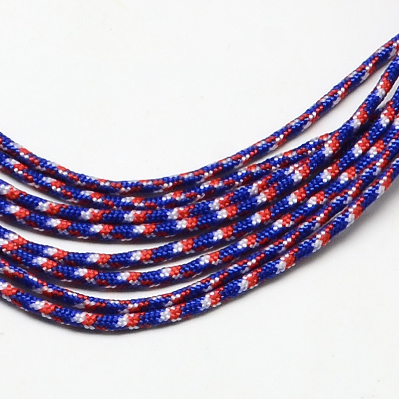 Paracord dünn 2 mm, gemustert blau-rot-weiss, 10 m