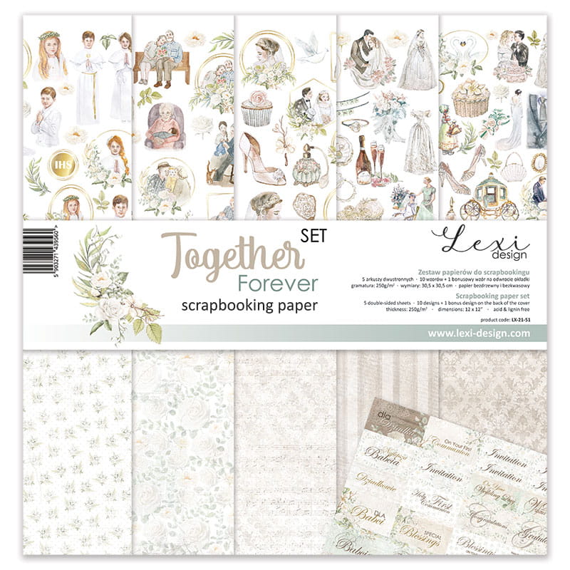 Together Forever Scrapbooking Papierset 30,5x30,5cm 11 Bögen doppelseitig bedruckt 250g/m²