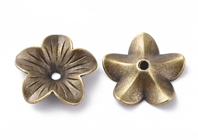Perlkappe Blütenform 18mm antikmessing, 6 Stück/Btl