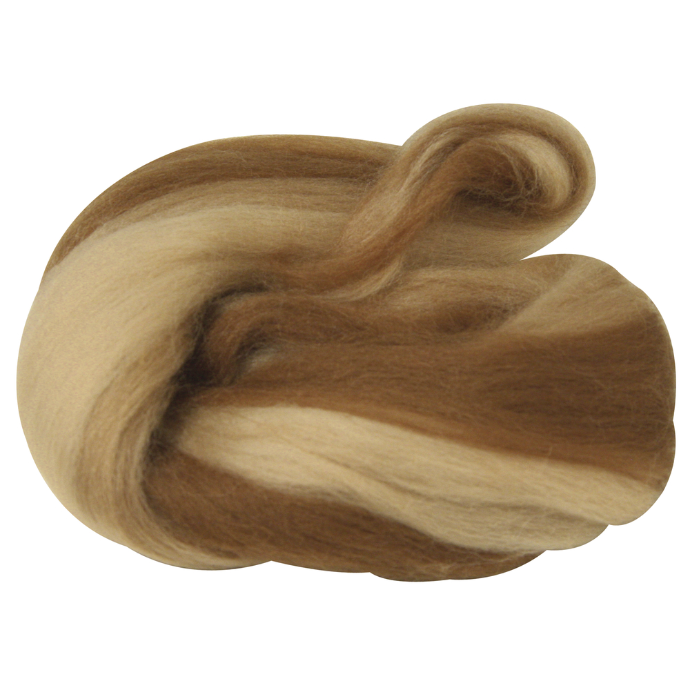 Merino-Kammzug multicolor, 50 g, 21 mic, superfein, Brauntöne Filzwolle Schafwolle Naturwolle