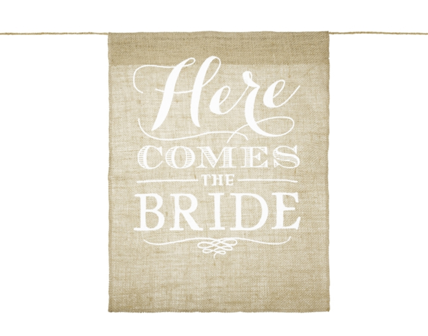 Jute-Schild "Here comes the Bride" Aisle Sign 41x51cm 1 Stk. 