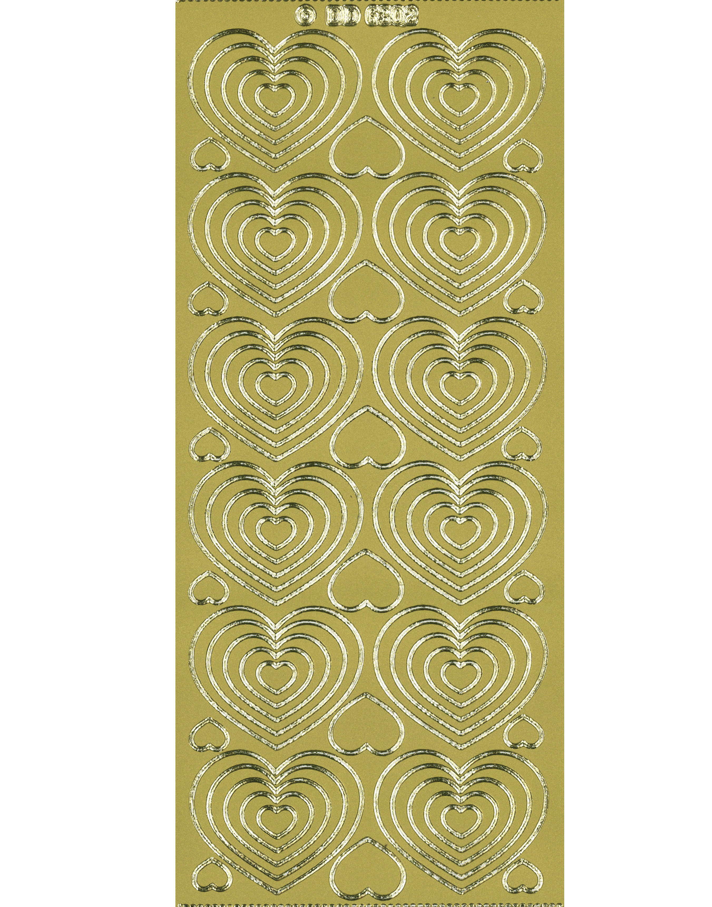 Shiny Outline Stickers Herzen Hearts gold Konturensticker 10x23cm Bogen